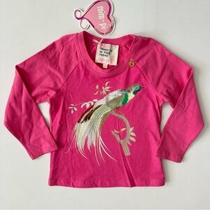 Mim-Pi Pink Long Sleeve Tee with Bird Design Size 4 years (104)